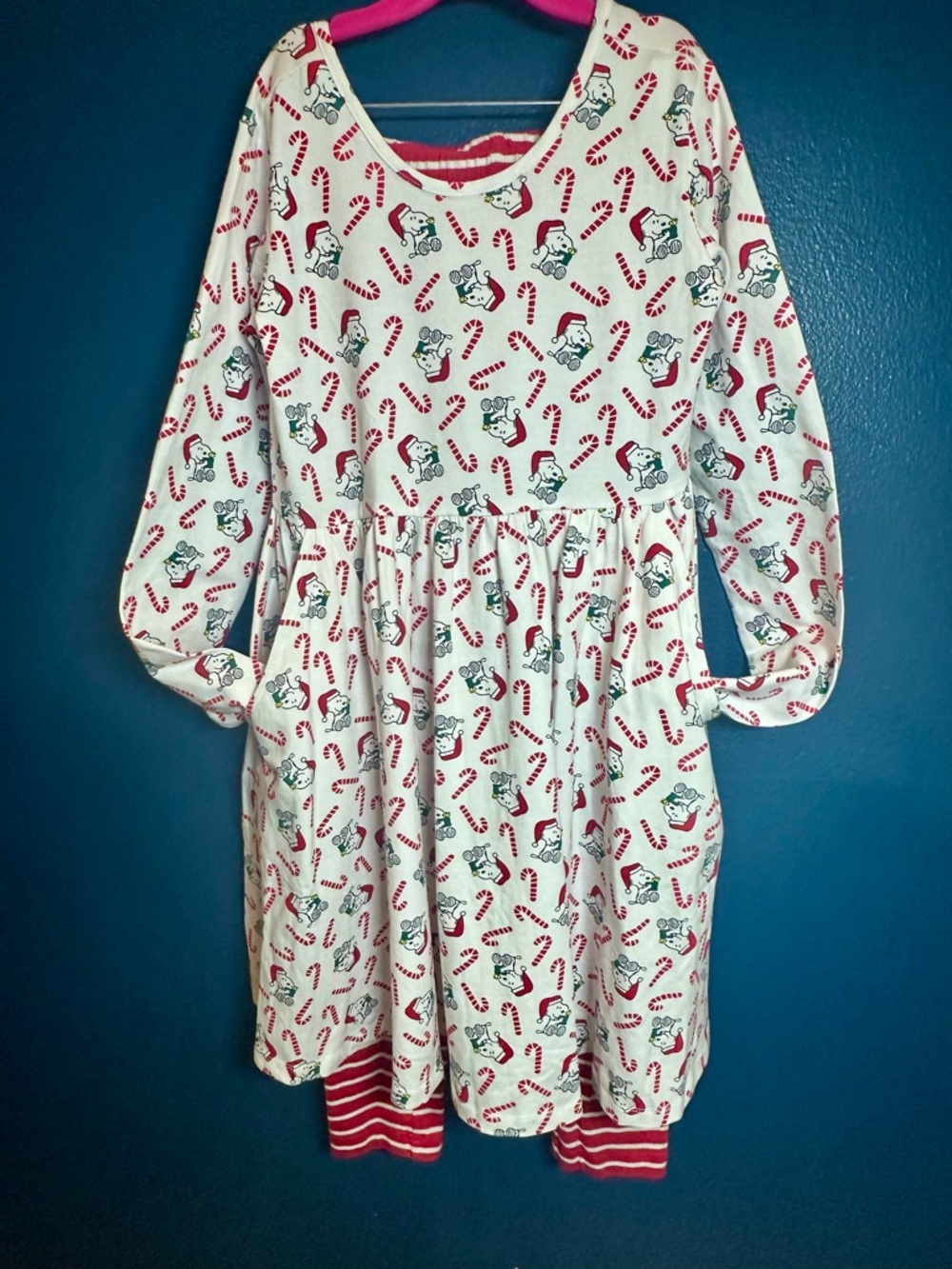 Candy Cane & snoopy Print Holiday Dress with matching pants